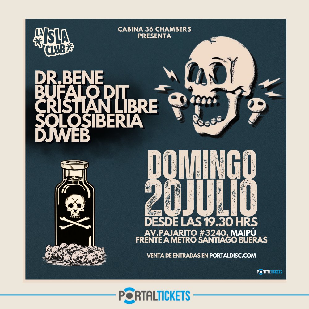 Flyer CREME MUSIQUE MAIPU: DR. BENE + BUFALO DIT + CRISTIAN LIBRE EN ISLA CLUB