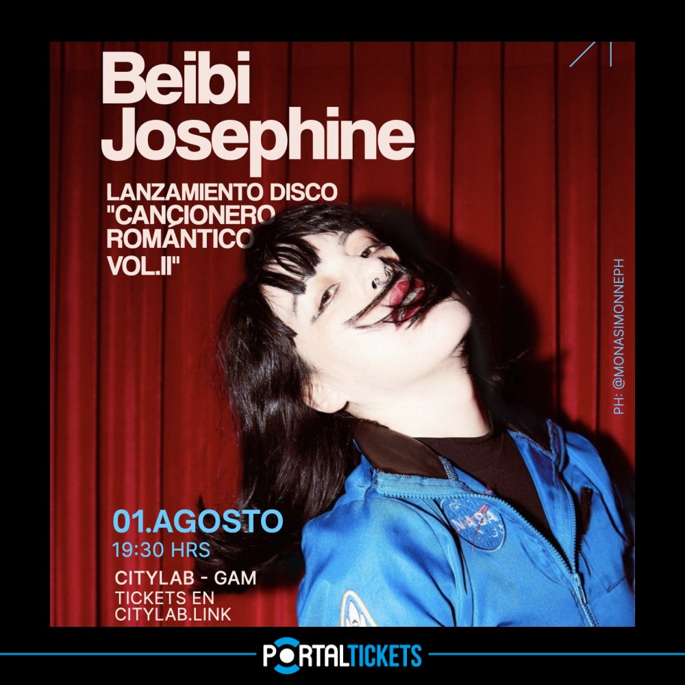 Flyer LANZAMIENTO DISCO CANCIONERO ROMÁNTICO VOL.II DE BEIBI JOSEPHINE EN CITYLAB, GAM