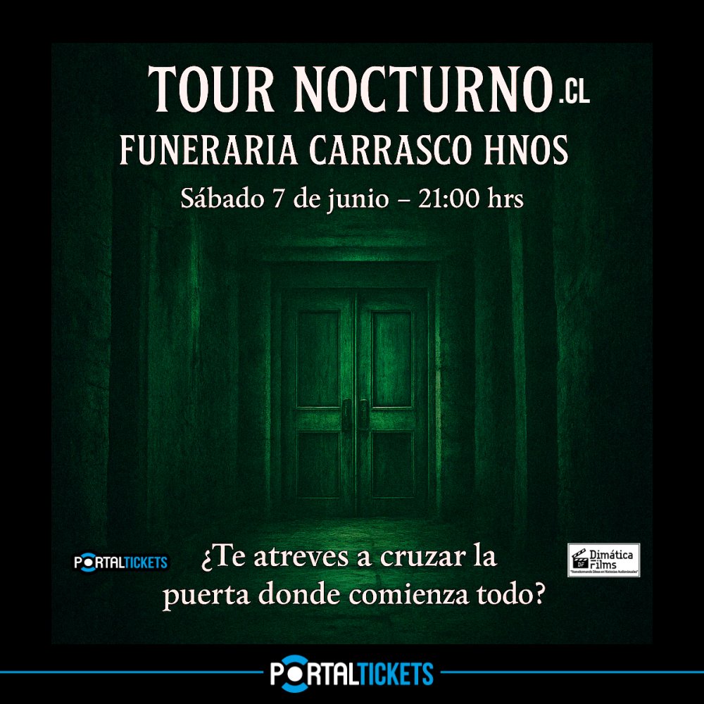 Flyer TOUR NOCTURNO: EXPEDIENTES MORTUORIOS EN FUNERARIA CARRASCO HERMANOS - SÁBADO 7 JUNIO - 21 HORAS