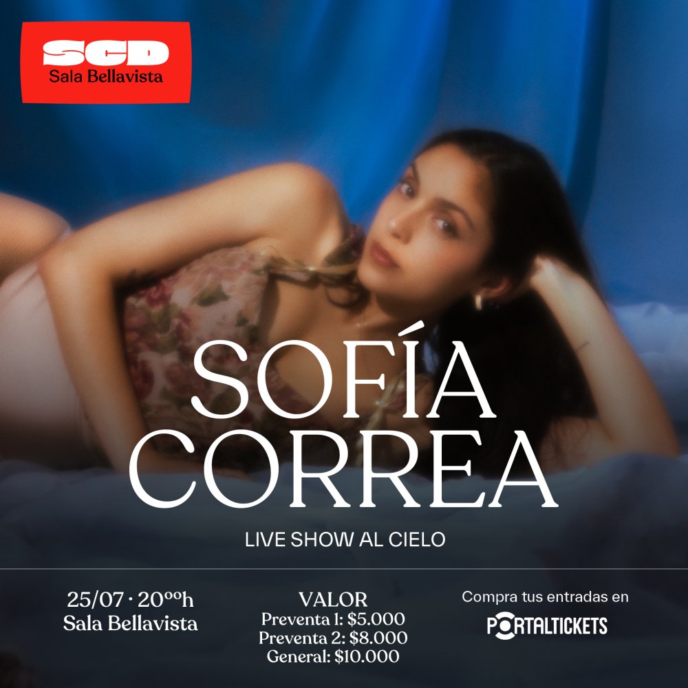 Flyer SOFÍA CORREA: LIVE SHOW AL CIELO EN SALA SCD BELLAVISTA