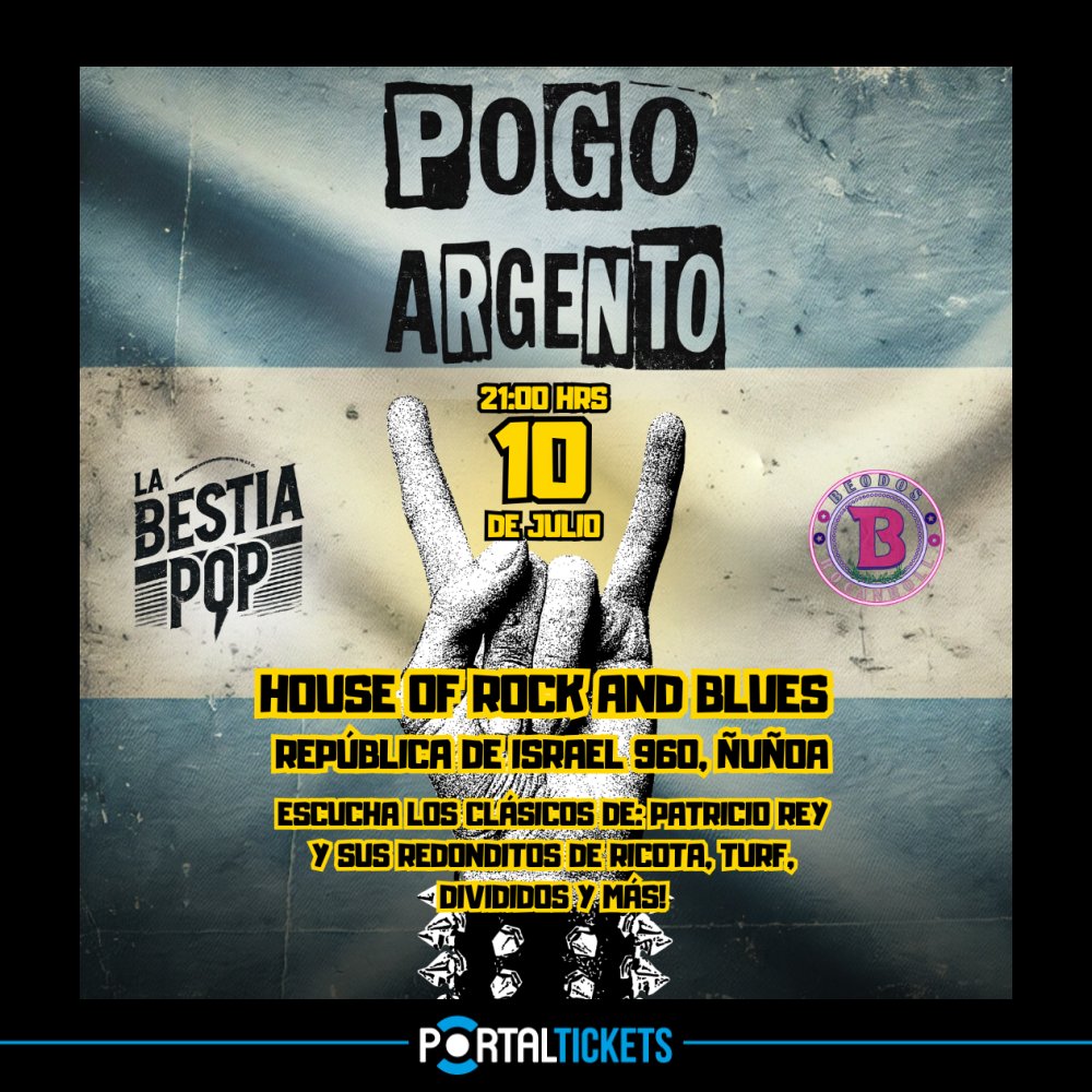 Flyer Evento POGO ARGENTO: FIESTA TRIBUTO AL POP ARGENTINO EN SALA RBX