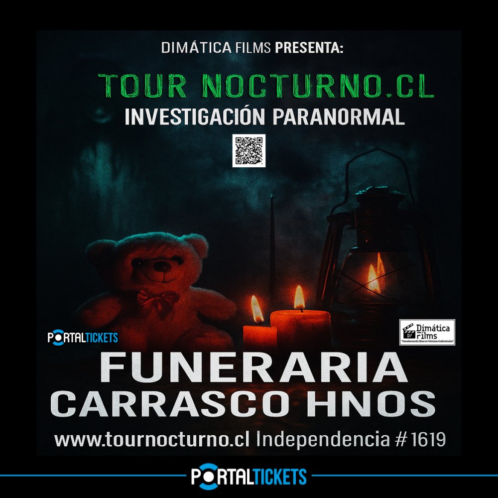 Flyer Evento TOUR NOCTURNO: EXPEDIENTES MORTUORIOS EN FUNERARIA CARRASCO HERMANOS - SABADO 5 DE JULIO - 21:00