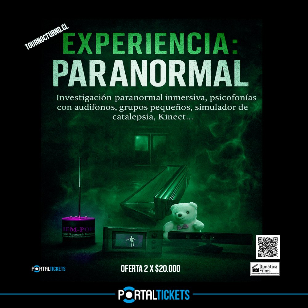 Flyer Evento TOUR NOCTURNO: EXPERIENCIA: PARANORMAL - SABADO 12 - 21 HORAS