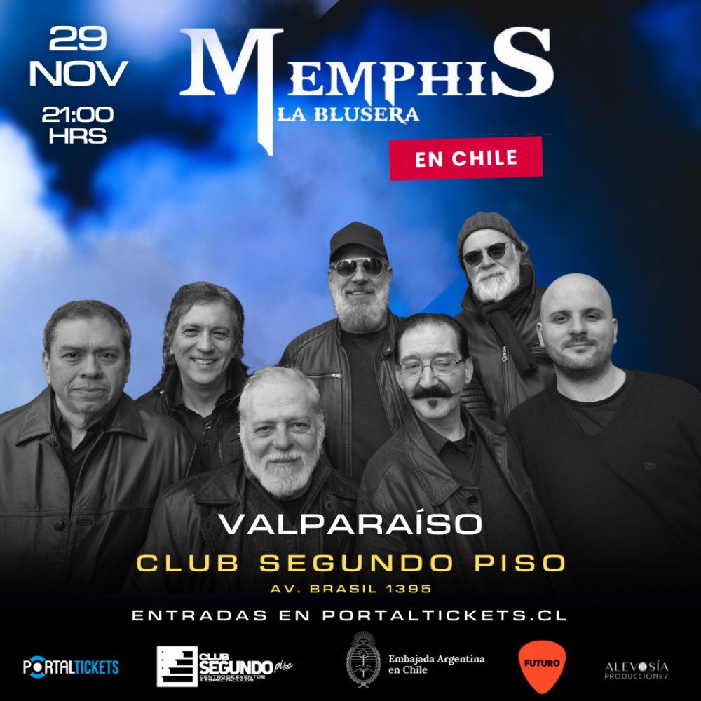 Flyer MEMPHIS LA BLUSERA EN VALPARAÍSO - CLUB SEGUNDO PISO