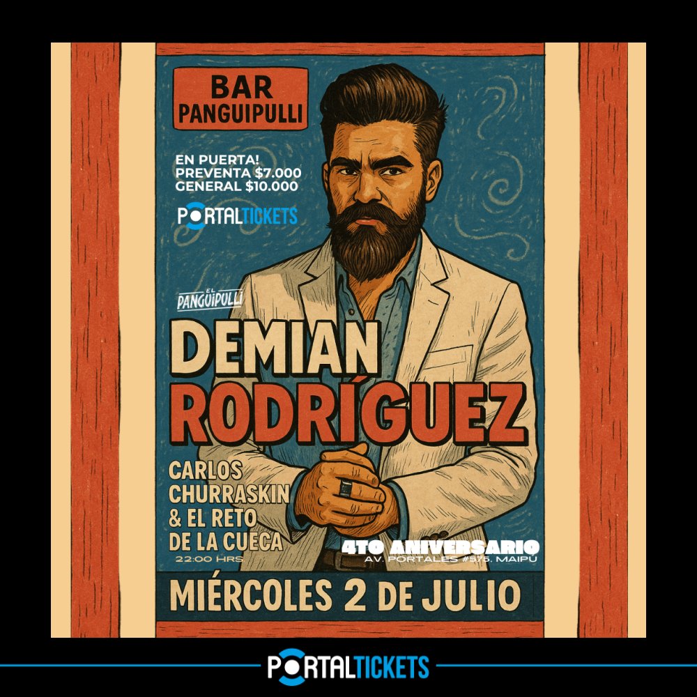 Flyer Evento DEMIAN RODRÍGUEZ EN BAR PANGUIPULLI