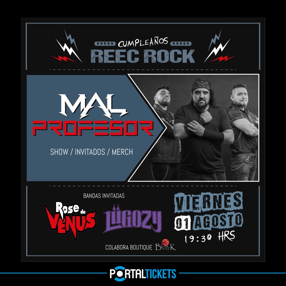 Flyer CUMPLEAÑOS DE REEC ROCK: MAL PROFESOR EN CREAROCK