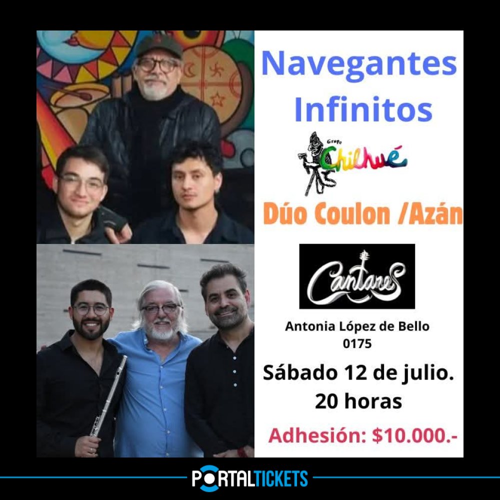 Flyer Evento GRUPO CHILHUÉ + DÚO COULÓN Y AZAN EN BAR CANTARES