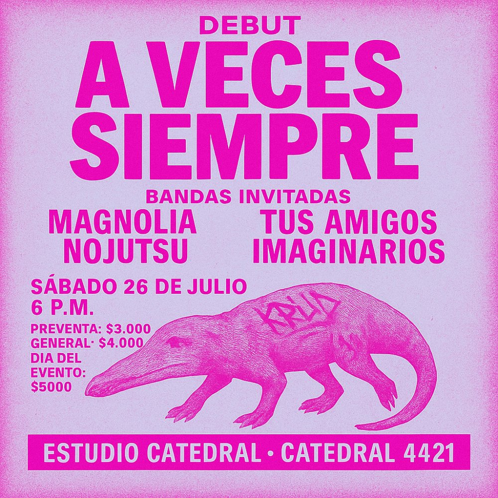 Flyer AVECES SIEMPRE + MAGNOLIA NOJUTSU + TUS AMIGOS IMAGINARIOS EN ESTUDIOS CATEDRAL