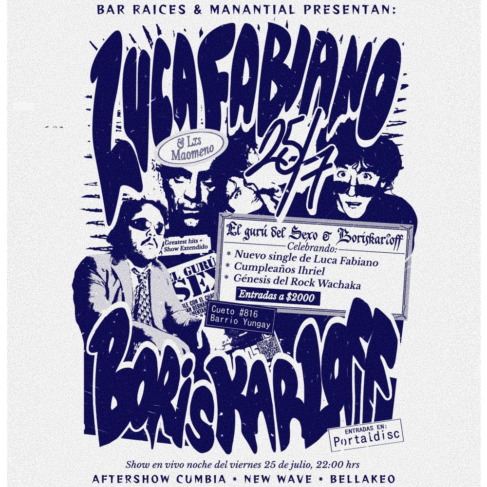 Flyer LUCA FABIANO & BORISKARLOFF EN BAR RAÍCES