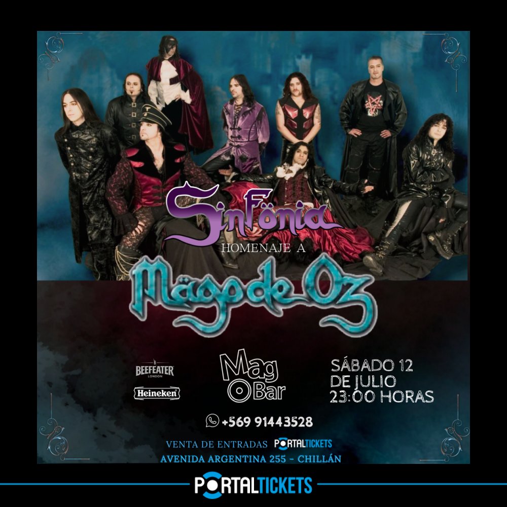 Flyer Evento SINFÖNIA: HOMENAJE A MAGO DE OZ EN MAGNOLIA BAR, CHILLÁN