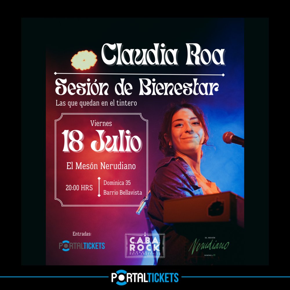 Flyer CLAUDIA ROA SESIÓN DE BIENESTAR MESÓN NERUDIANO