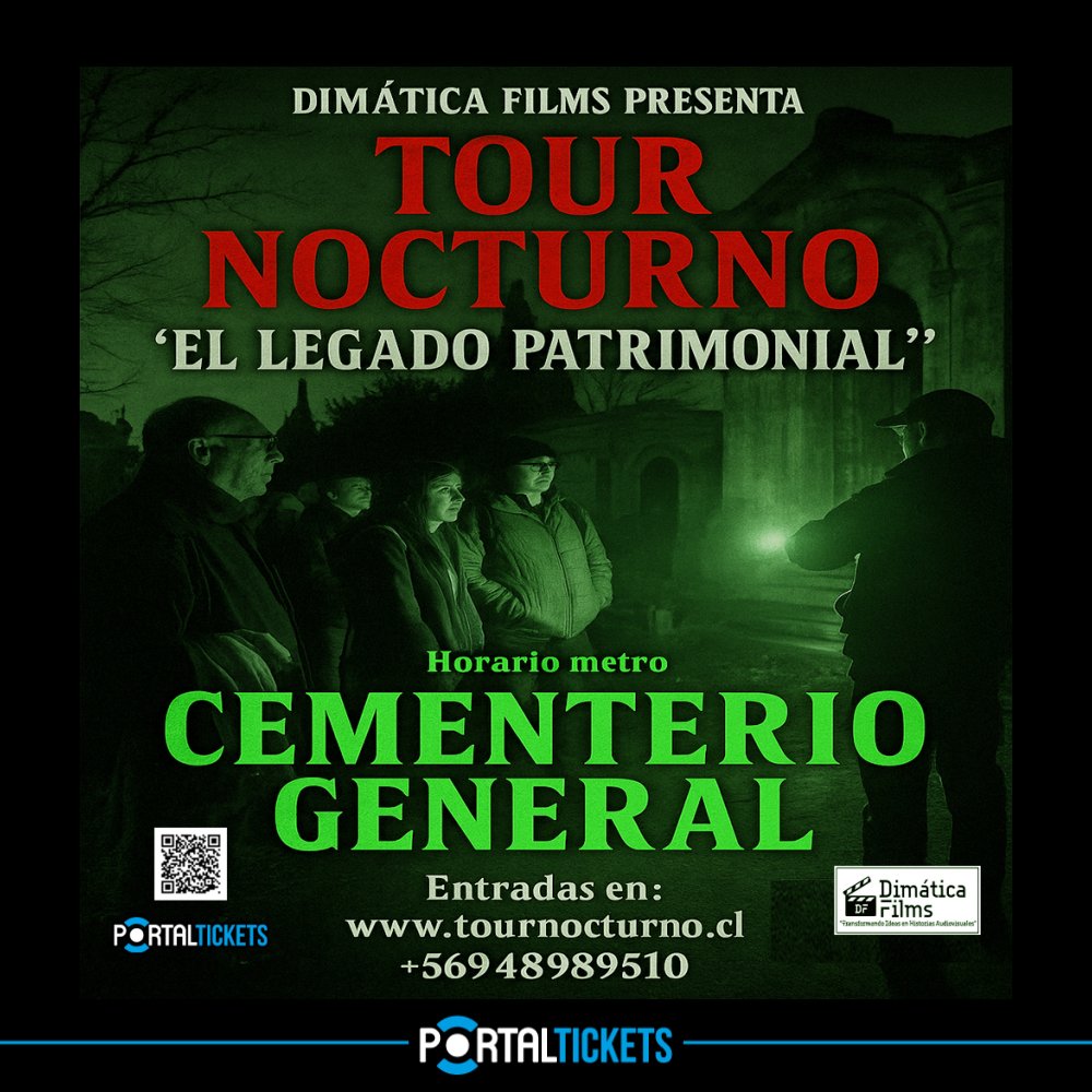 Flyer TOUR NOCTURNO EN CEMENTERIO GENERAL: EL LEGADO PATRIMONIAL (ENTRADAS REBAJADAS)  - VIERNES 25 DE JULIO - 19:30 HORAS