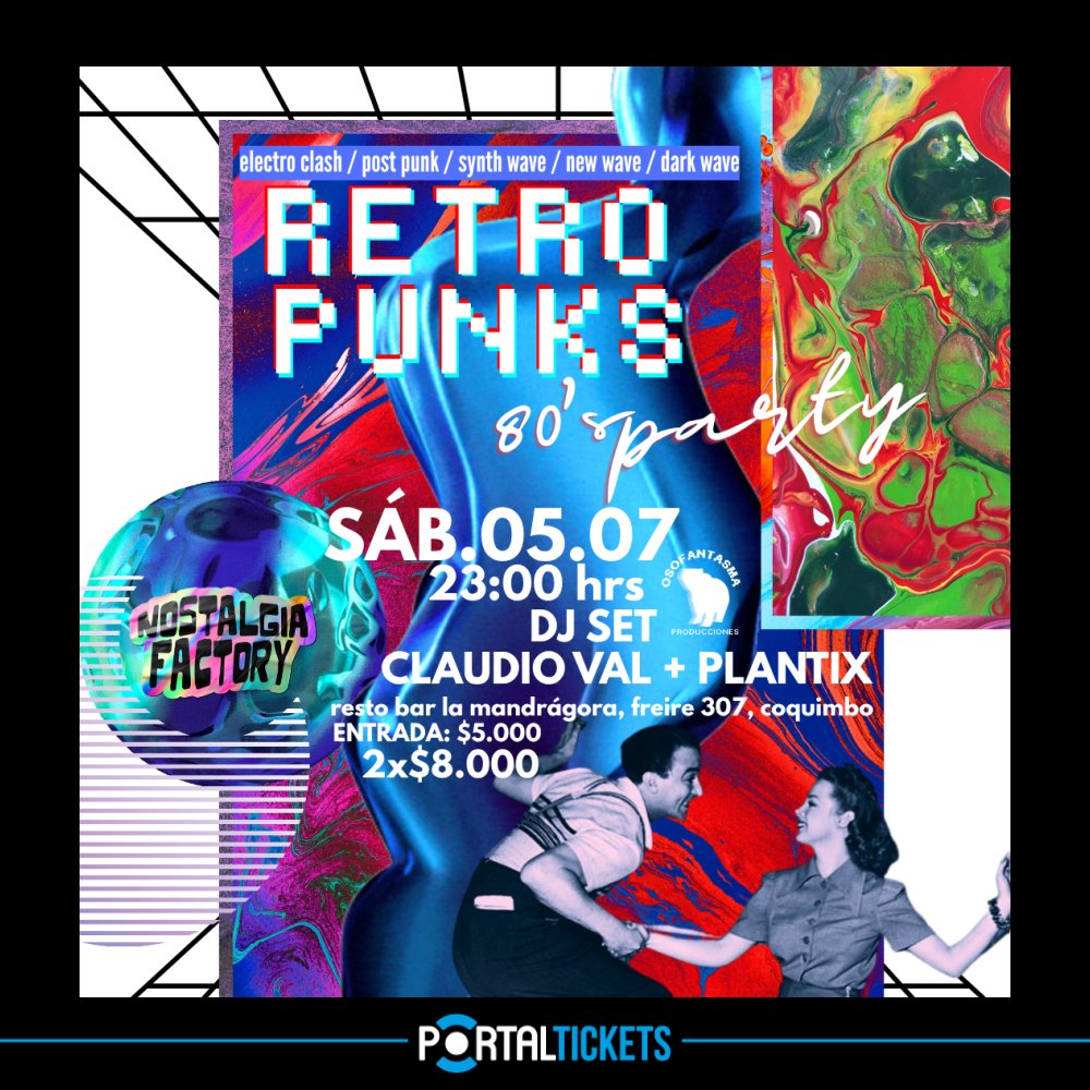 Flyer Evento RETRO PUNKS 80'S PARTY EN COQUIMBO