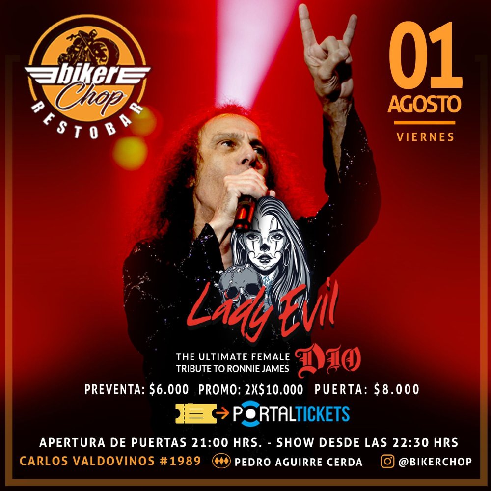 Flyer Evento LADY EVIL: TRIBUTO A DIO EN BIKER CHOP