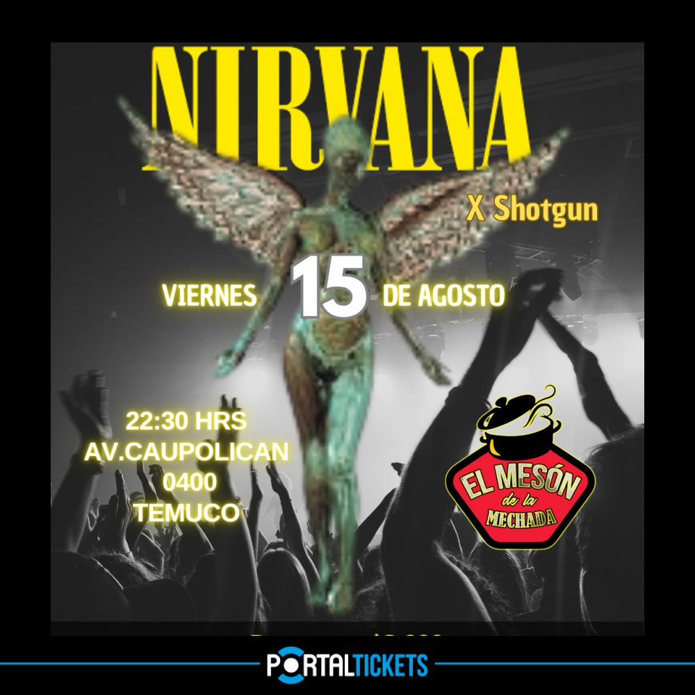 Flyer TRIBUTO A NIRVANA EN MESÓN DE LA MECHADA, TEMUCO