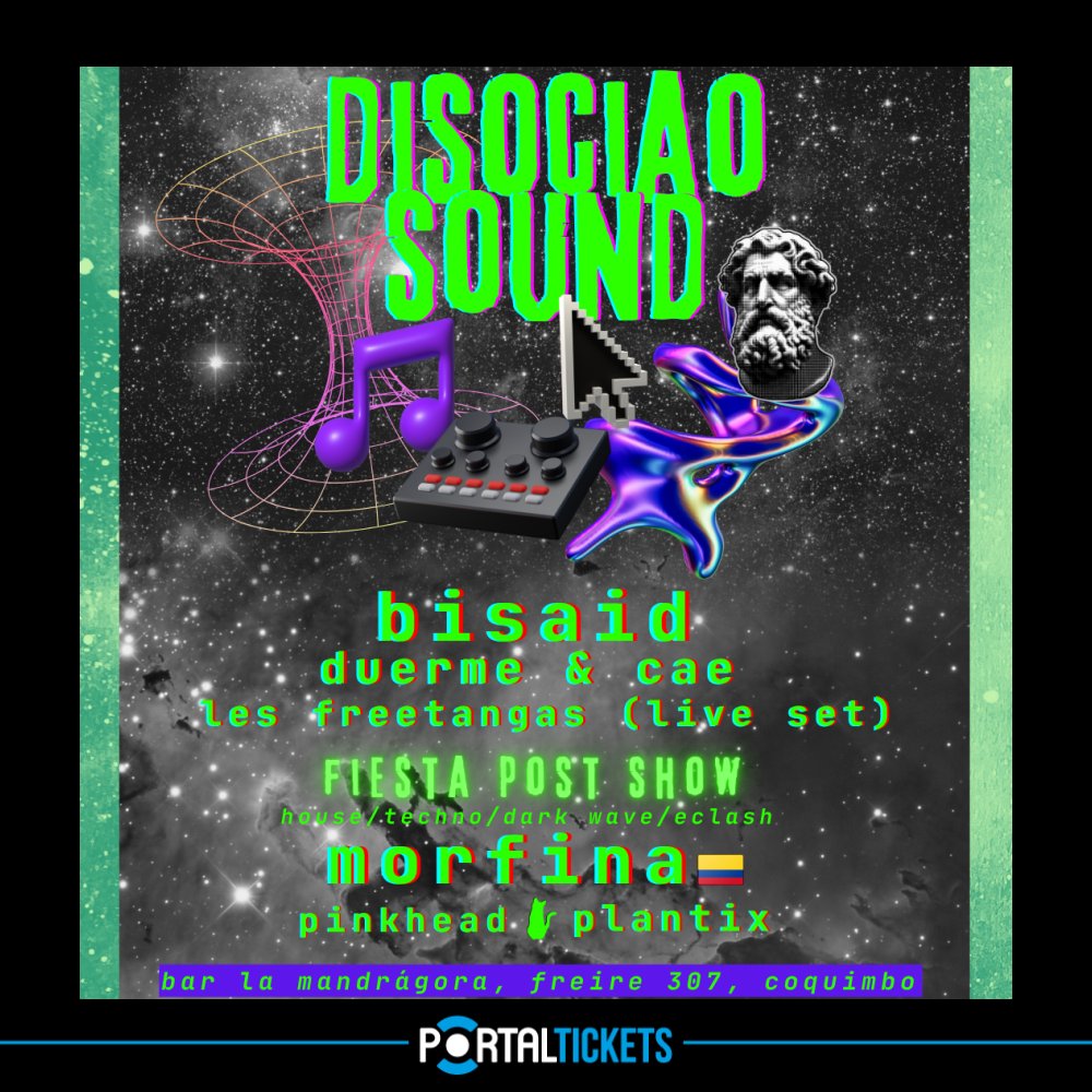 Flyer Evento DISOCIAO SOUND EN LA MANDRAGORA, COQUIMBO