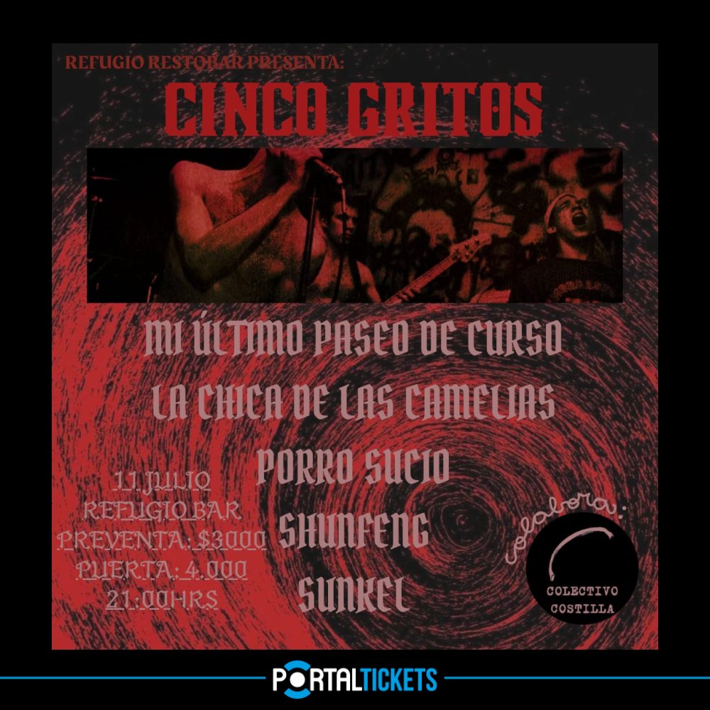 Flyer Evento 5 GRITOS EN REFUGIO BAR, CONCEPCIÓN
