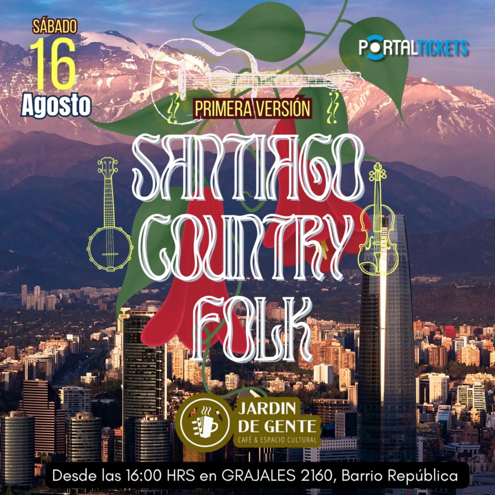 Flyer SANTIAGO COUNTRY FOLK EN JARDÍN DE GENTE