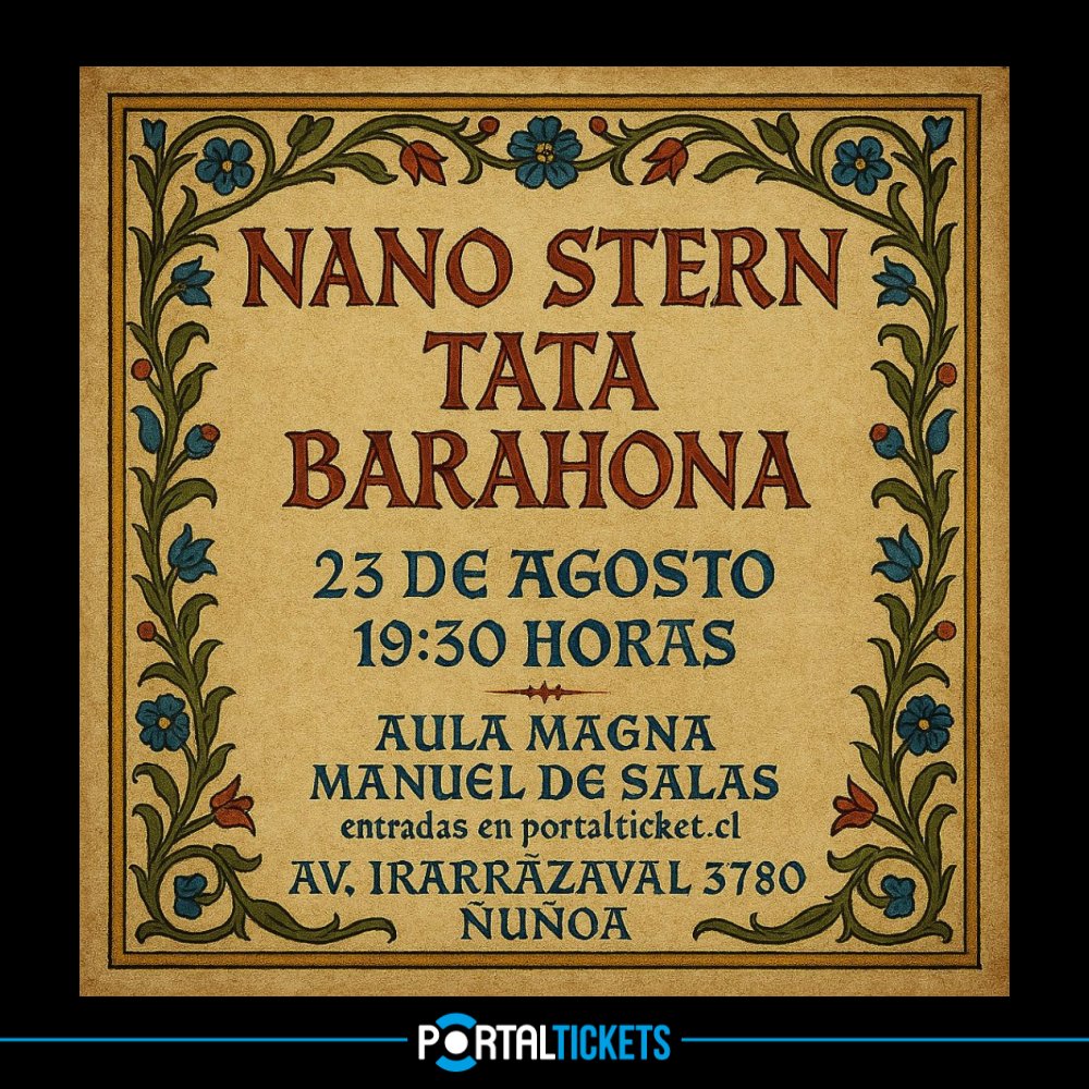 Flyer NANO STERN + TATA BARAHONA EN AULA MAGNA LICEO MANUEL DE SALAS