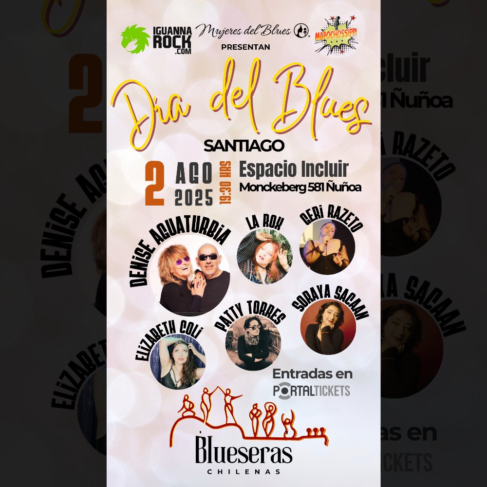 Flyer FESTIVAL DÍA DEL BLUES EN SANTIAGO - ESPACIO INCLUIR