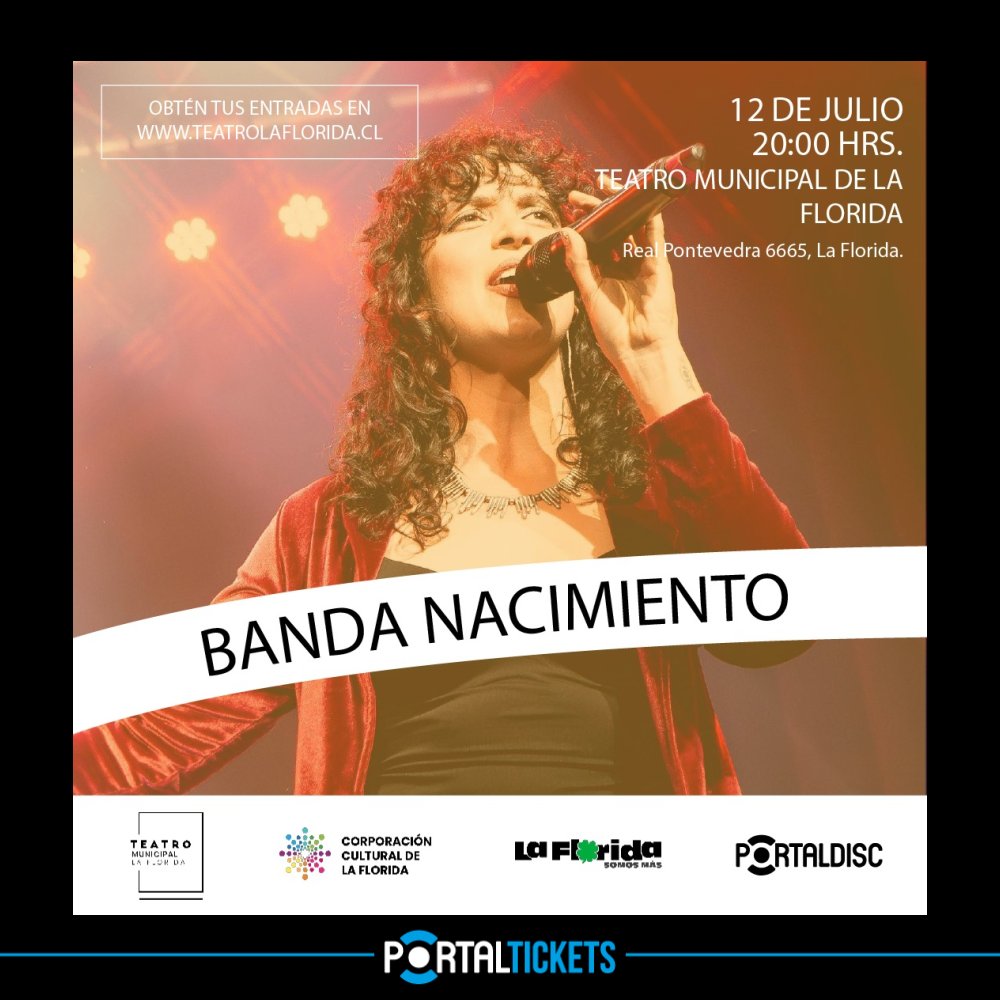 Flyer Evento CONCIERTO BANDA NACIMIENTO EN TEATRO MUNICIPAL DE LA FLORIDA