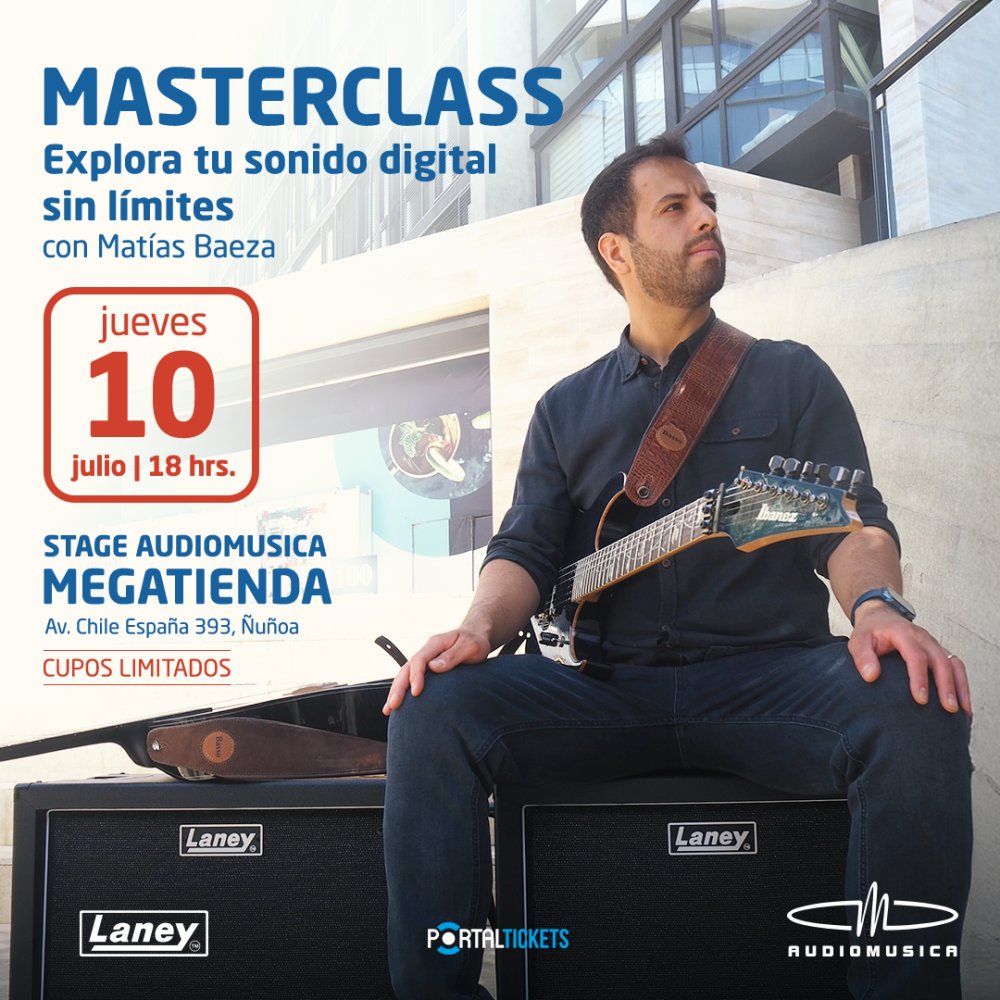 Flyer MASTERCLASS: LANEY LFR CON MATÍAS BAEZA EN STAGE AUDIOMUSICA