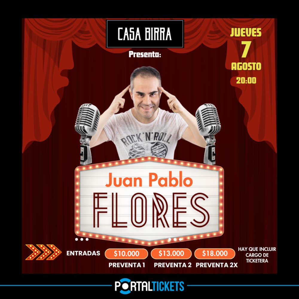 Flyer Evento JUAN PABLO FLORES EN CASA BIRRA, TEMUCO