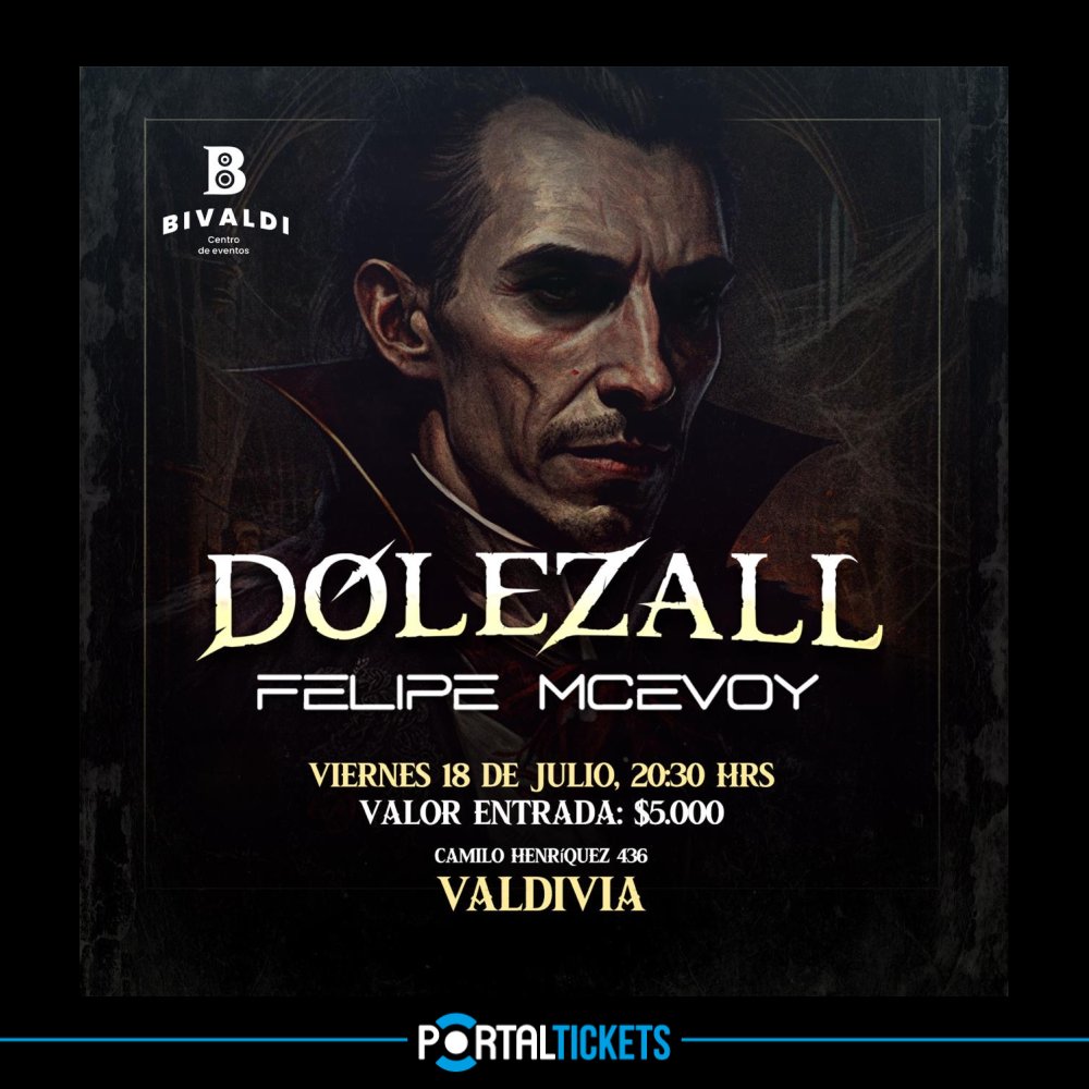 Flyer DOLEZALL + FELIPE MCEVOY EN VIVO EN BIVALDI, VALDIVIA