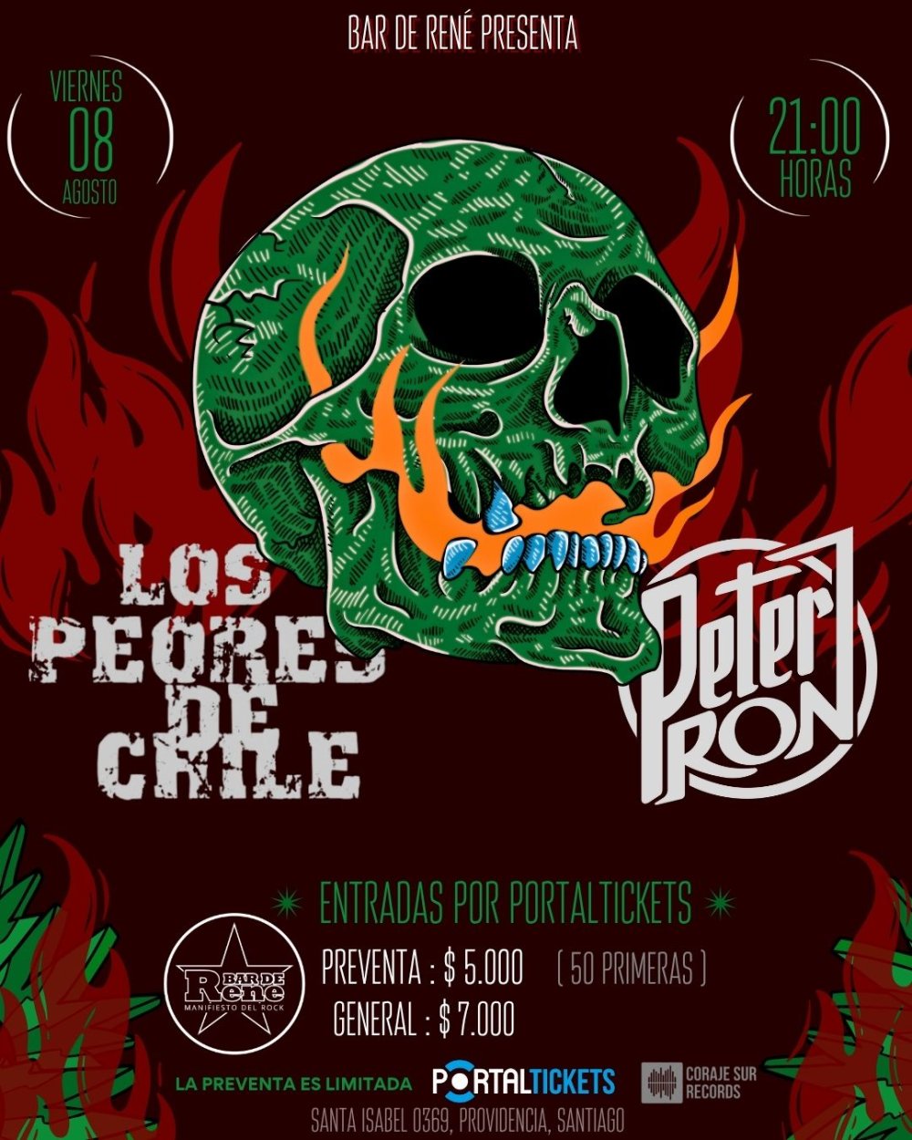 Flyer LOS PEORES DE CHILE + PETER RON EN BAR DE RENÉ