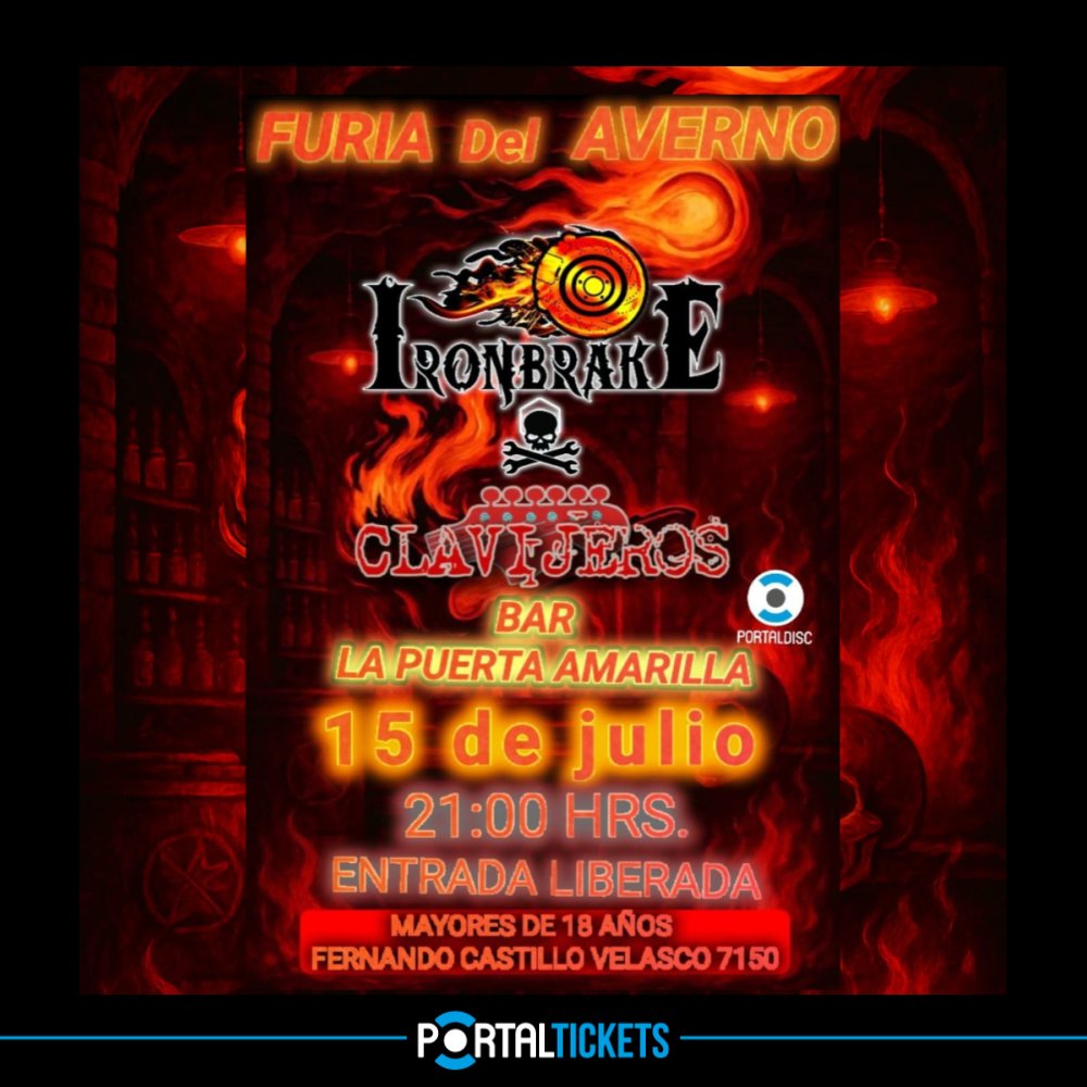 Flyer FURIA DEL AVERNO EN LA PUERTA AMARILLA