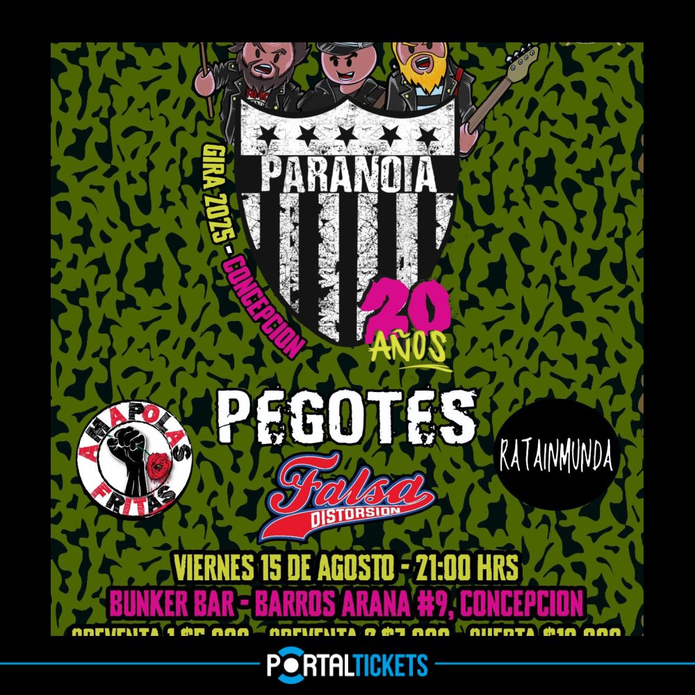 Flyer 20 AÑOS DE PARANOIA EN BUNKER BAR, CONCEPCIÓN