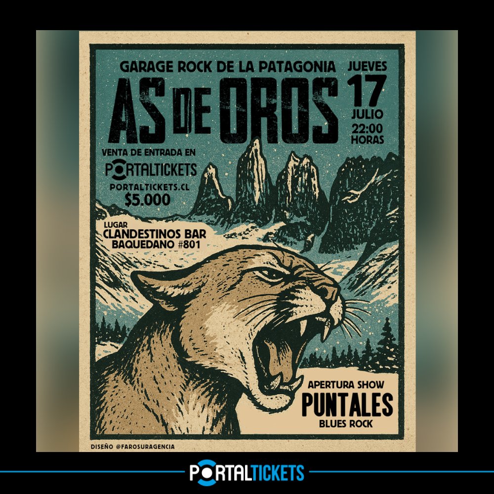 Flyer AS DE OROS EN CLANDESTINOS BAR, PUERTO NATALES