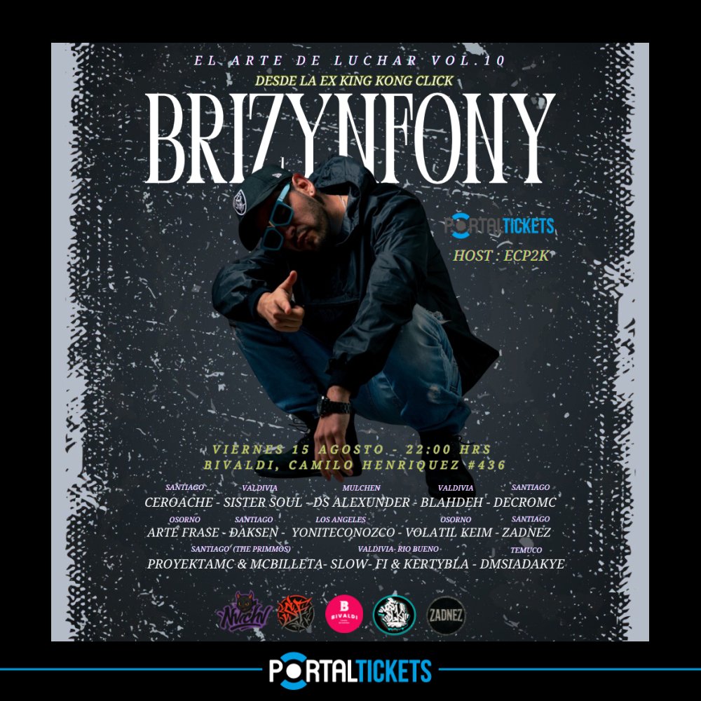 Flyer EL ARTE DE LUCHAR: BRIZYNFONY EN BIVALDI, VALDIVIA