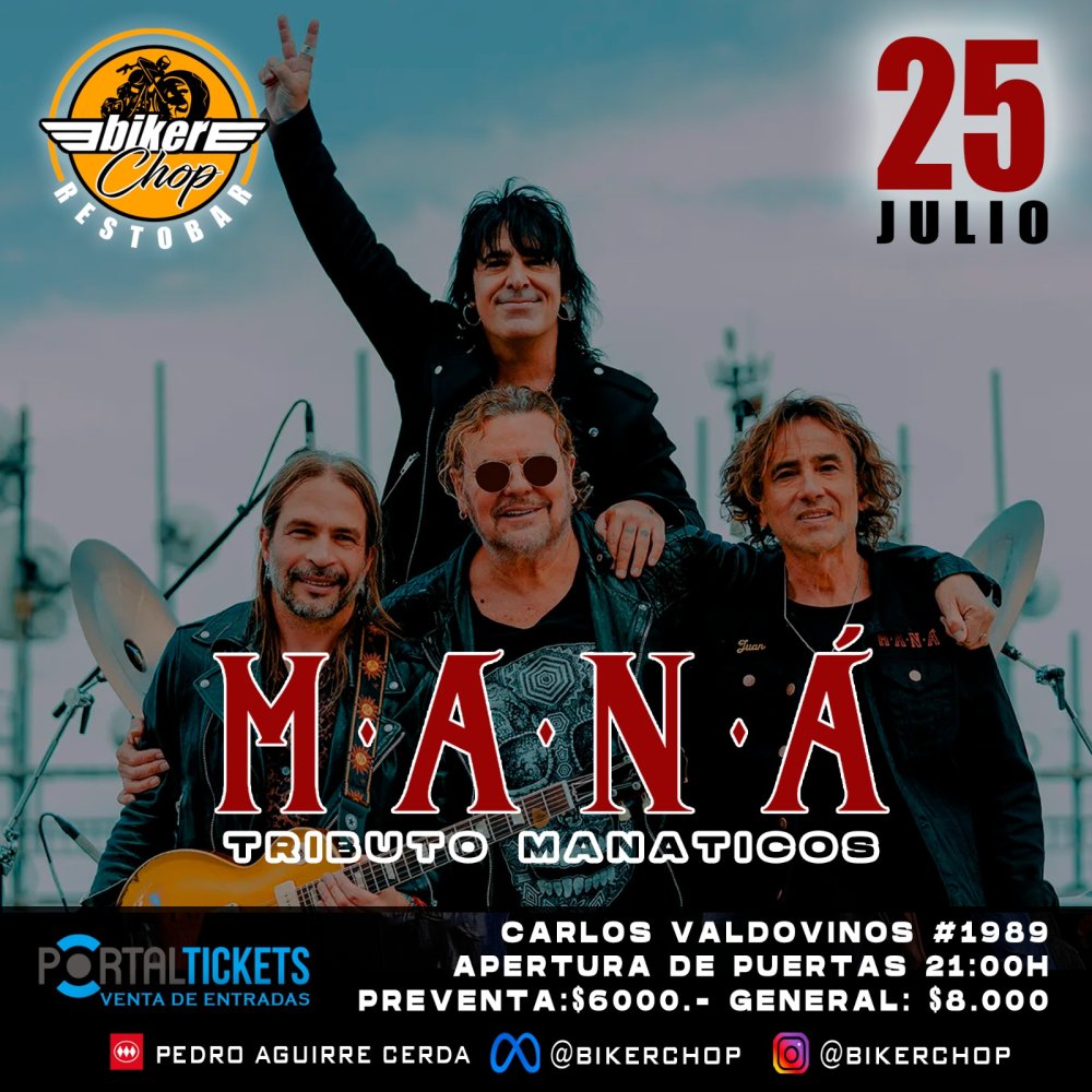 Flyer TRIBUTO A MANÁ EN BIKER CHOP
