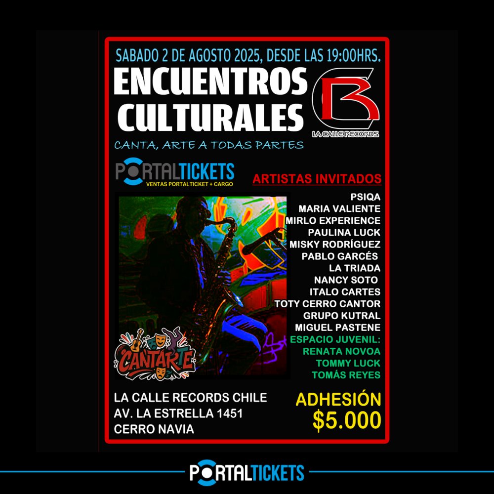 Flyer Evento ENCUENTROS CULTURALES: CANTA ARTE A TODAS PARTES EN LA CALLE RECORDS