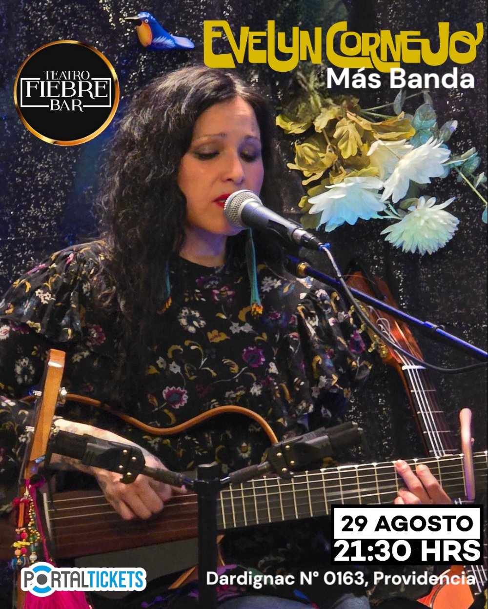 Flyer EVELYN CORNEJO Y BANDA EN TEATRO FIEBRE