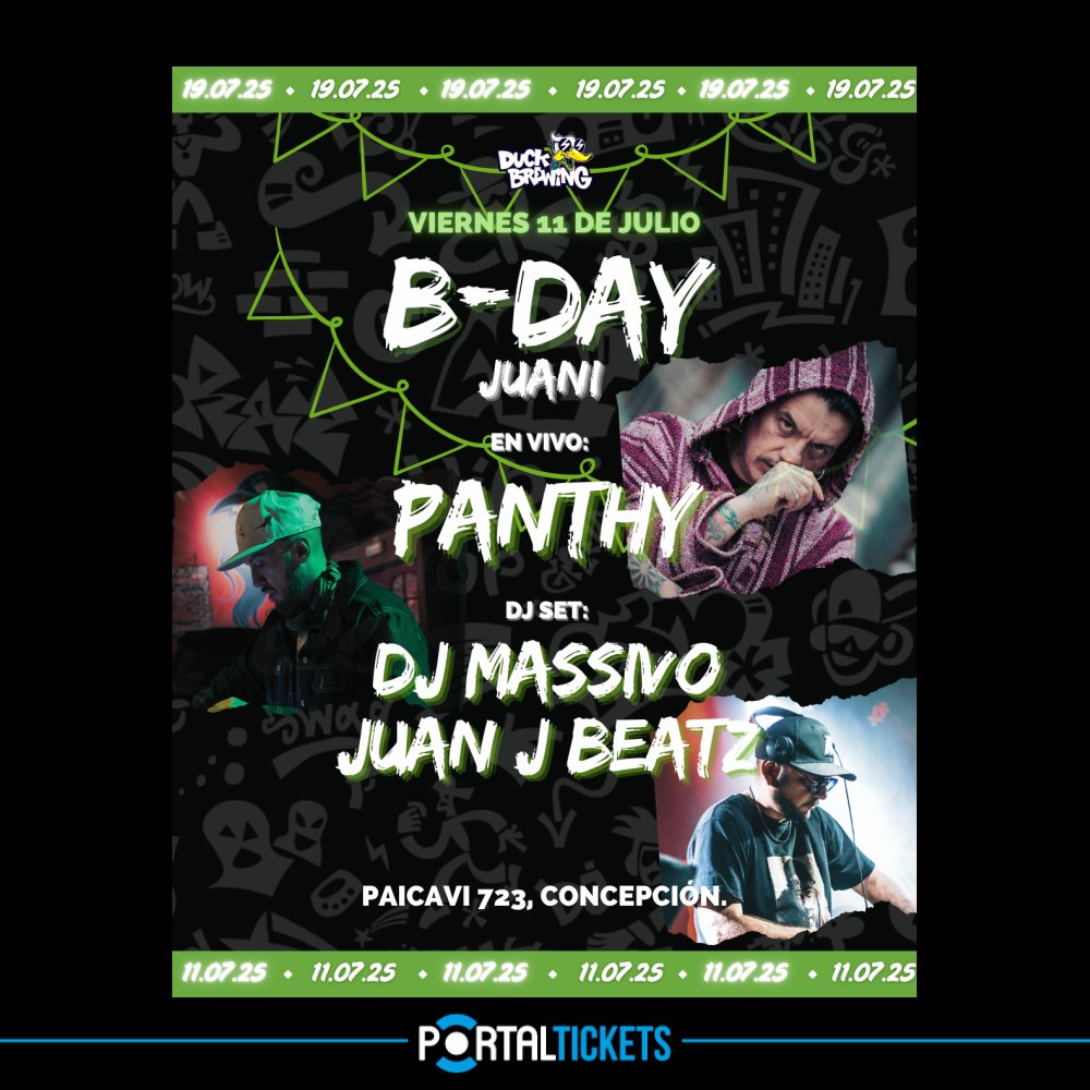 Flyer JUAN J BEATZ + PANTHY + DJ MASSIVO EN CONCEPCIÓN