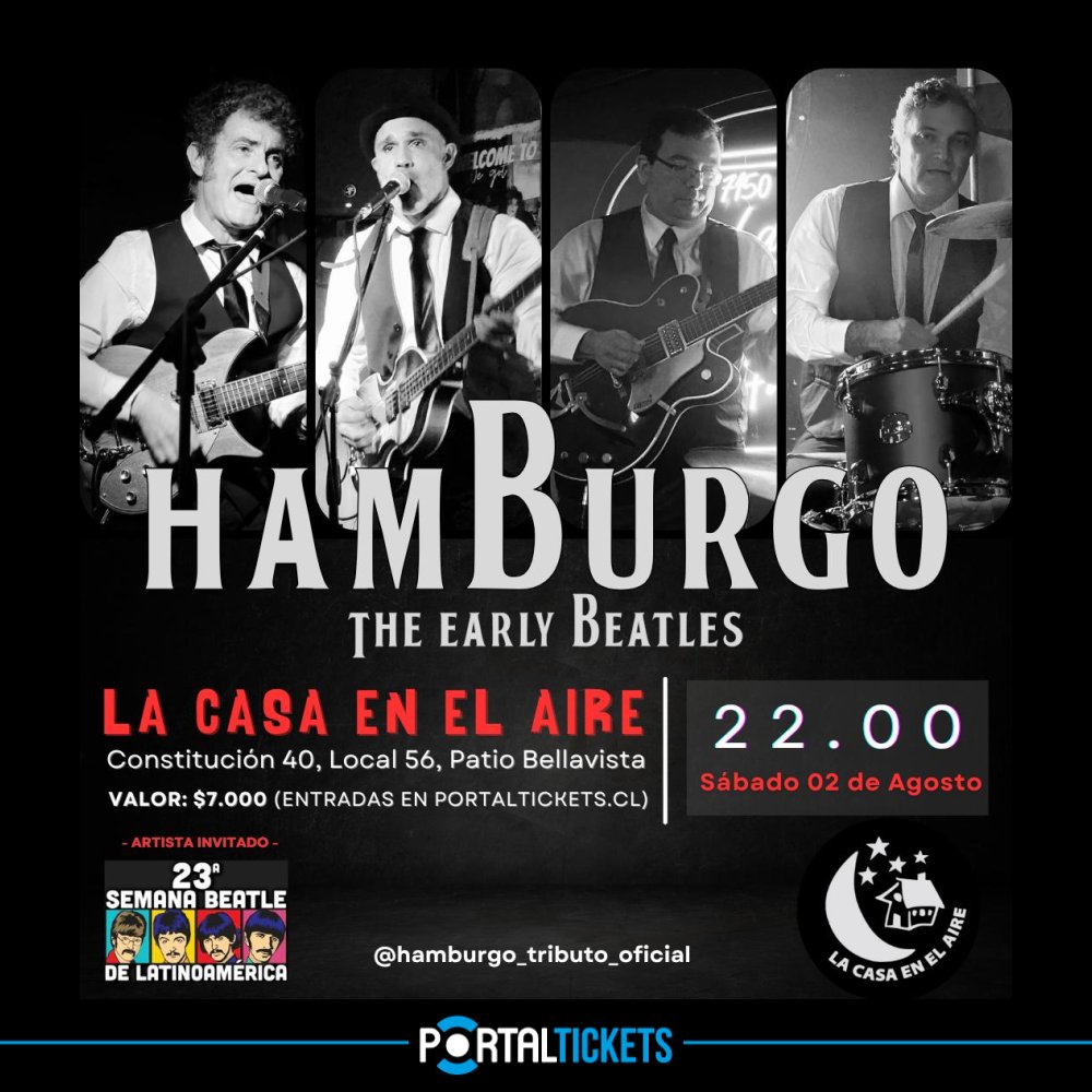 Flyer HAMBURGO: TRIBUTO A LOS INICIOS DE THE BEATLES EN LA CASA EN EL AIRE