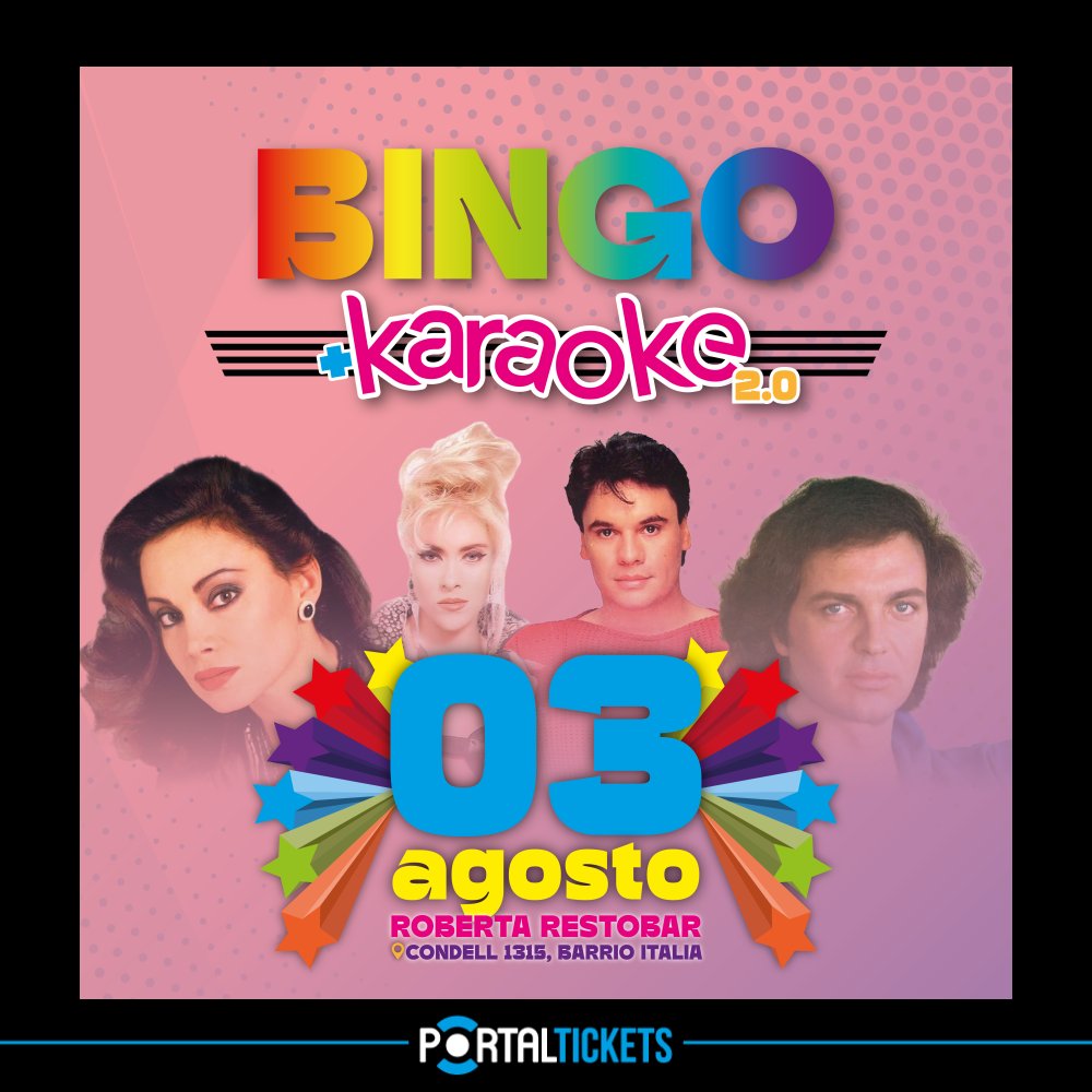 Flyer Evento BINGO + KARAOKE 2.0 EN ROBERTA RESTOBAR