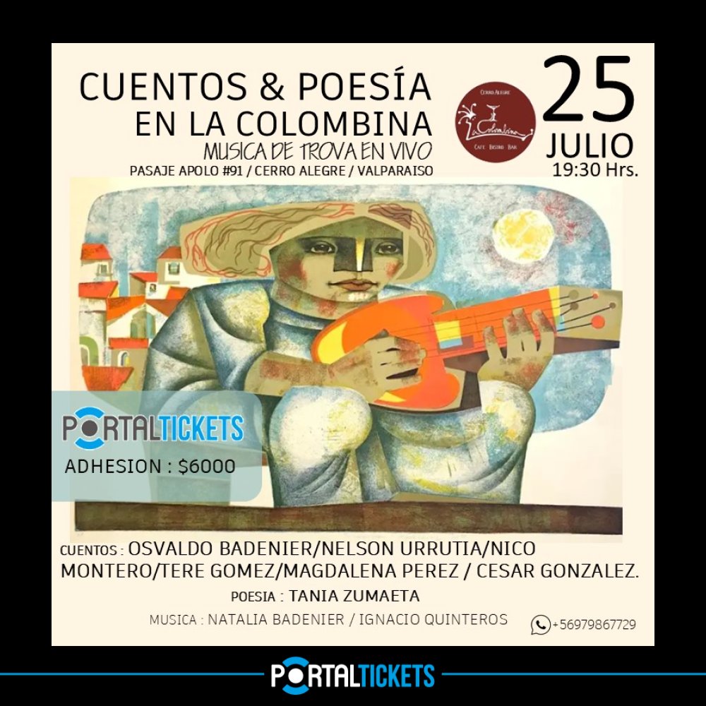 Flyer CUENTOS EN LA COLOMBINA, VALPARAÍSO