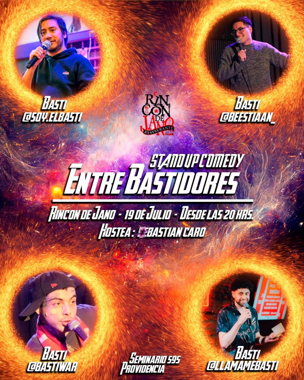 Flyer ENTRE BASTIDORES: STAND UP COMEDY EN EL RINCÓN DE JANO