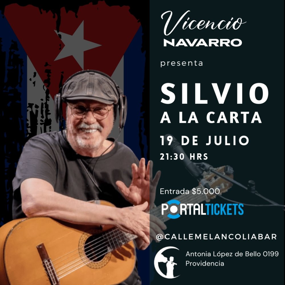 Flyer SILVIO A LA CARTA CON VICENCIO NAVARRO EN CALLE MELANCOLÍA BAR