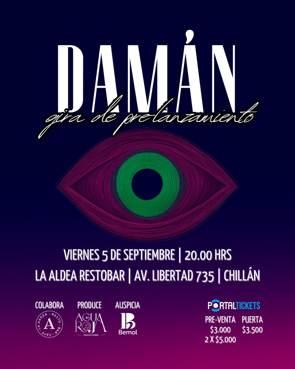 Flyer DAMÁN EN LA ALDEA, CHILLÁN