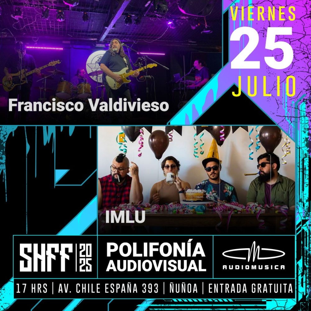 Flyer SANTIAGO HORROR & AUDIOMUSICA PRESENTAN: POLIFONIA AUDIOVISUAL “LIVE SESSION 2025” : IMLU + FRANCISCO VALDIVIESO BANDA EN AUDIOMUSICA ÑUÑOA