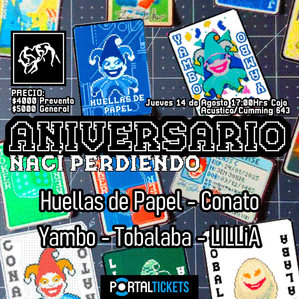 Flyer ANIVERSARIO NACÍ PERDIENDO EN CAJACÚSTICA