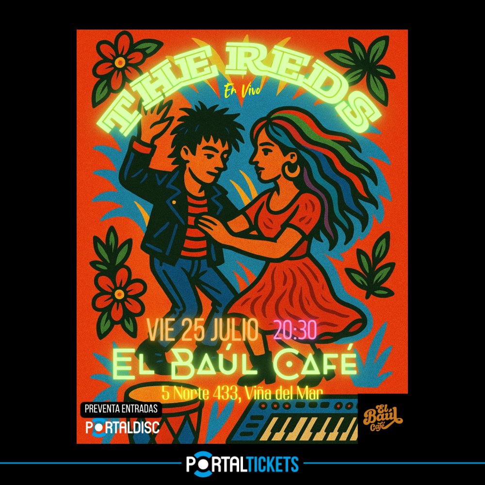 Flyer THE REDS EN EL BAÚL CAFÉ, VIÑA DEL MAR
