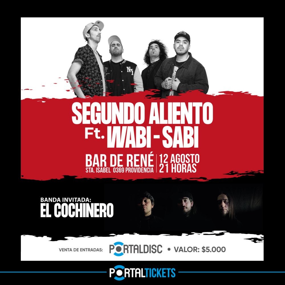 Flyer SEGUNDO ALIENTO + WABI-SABI EN BAR DE RENÉ