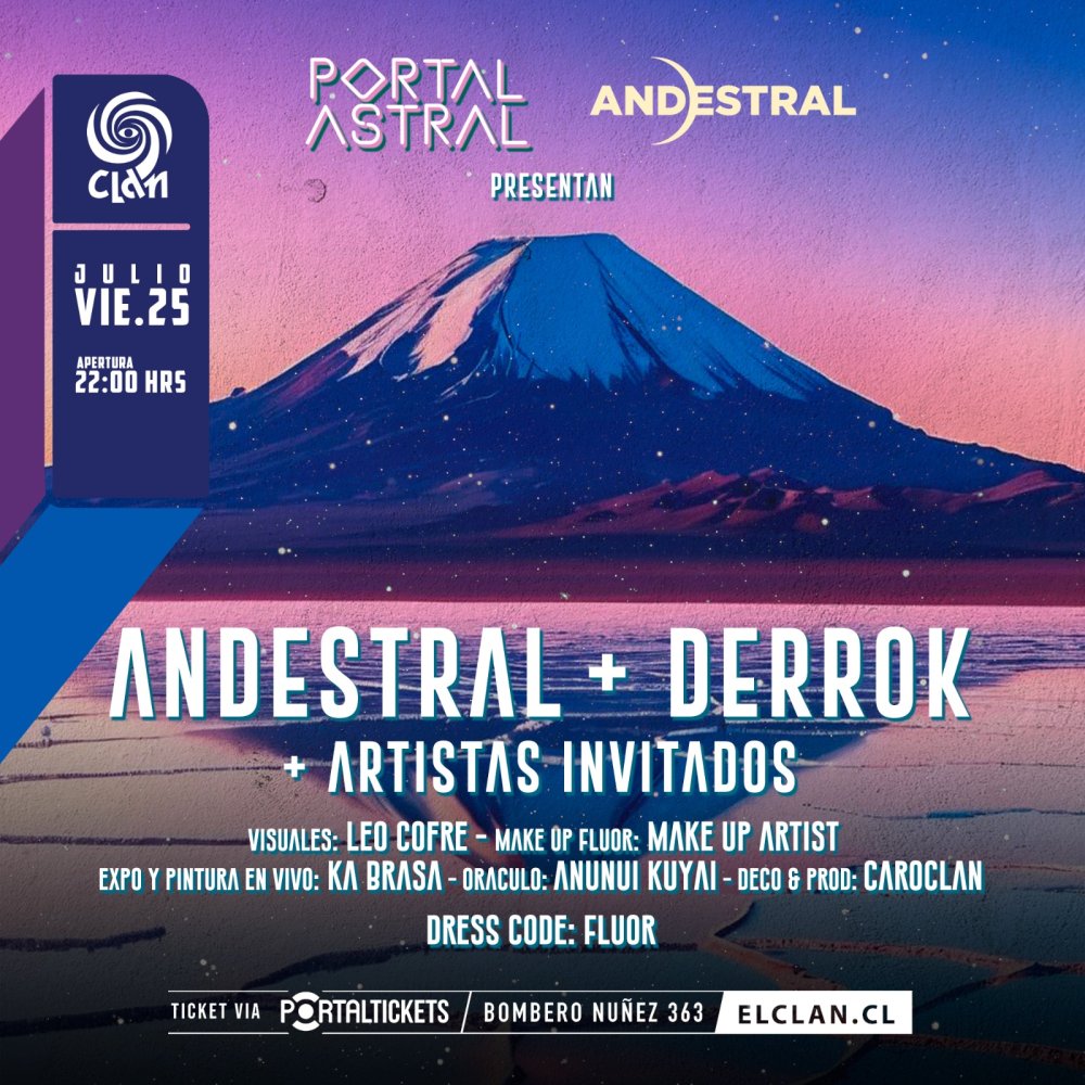 Flyer CLAN PRESENTA: PORTAL ASTRAL XVI: ANDESTRAL & MADELA