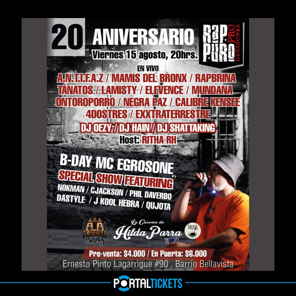 Flyer RAPPURO ANIVERSARIO EN LA CASONA DE HILDA PARRA