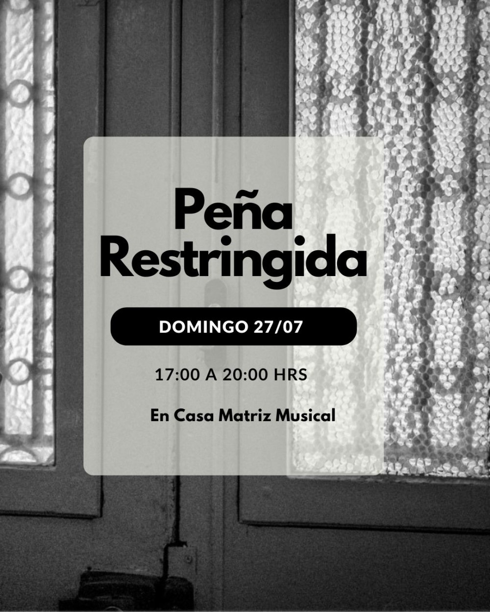 Flyer PEÑA RESTRINGIDA EN MATRIZ MUSICAL